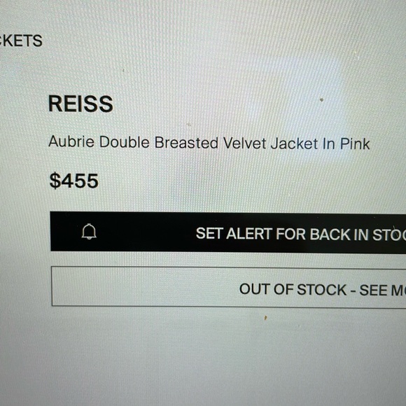 Reiss Aubrie double breasted velvet jacket/blazer, in peach/pink color - Picture 4 of 17